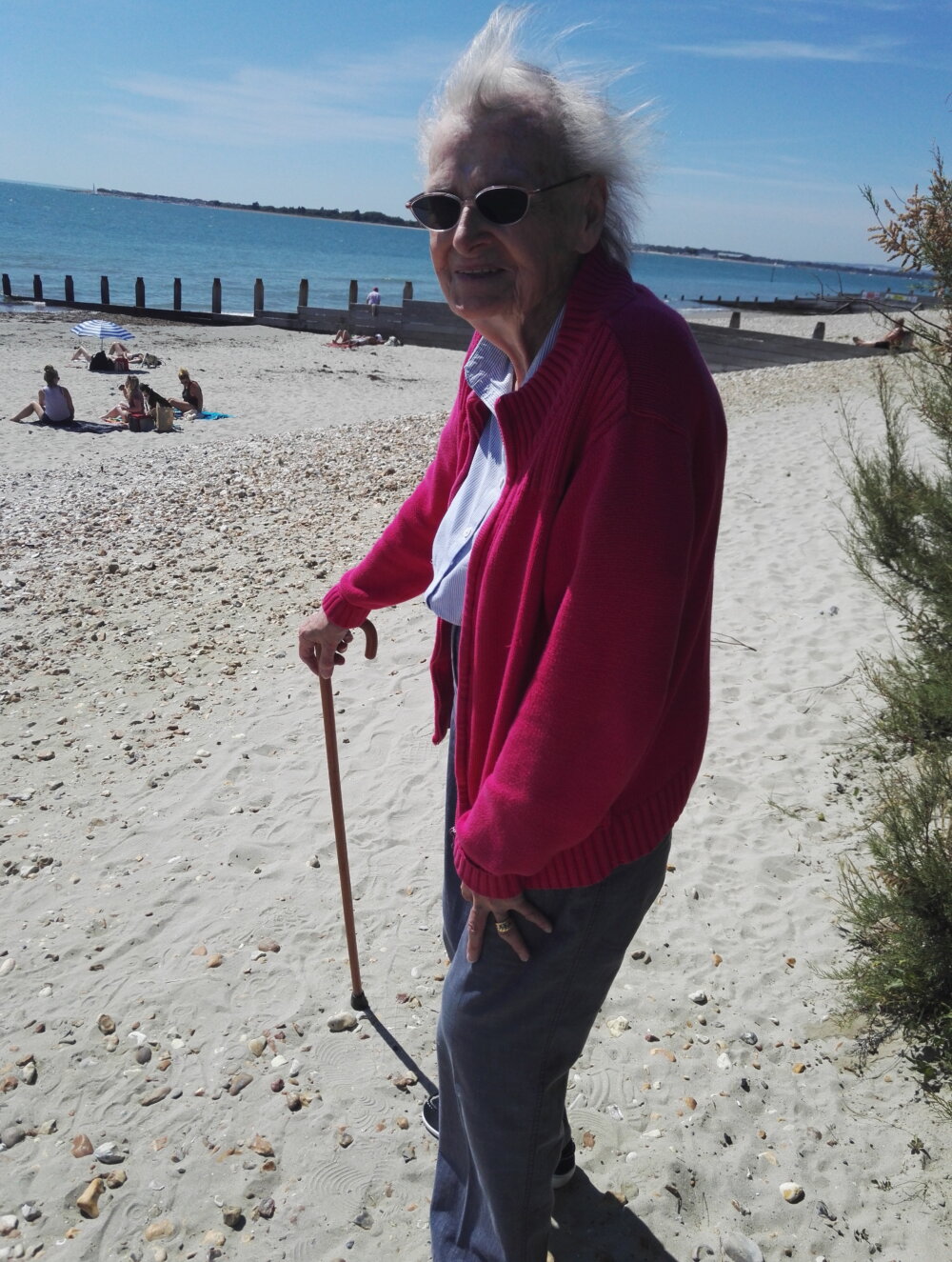 Sheila enjoying the beach